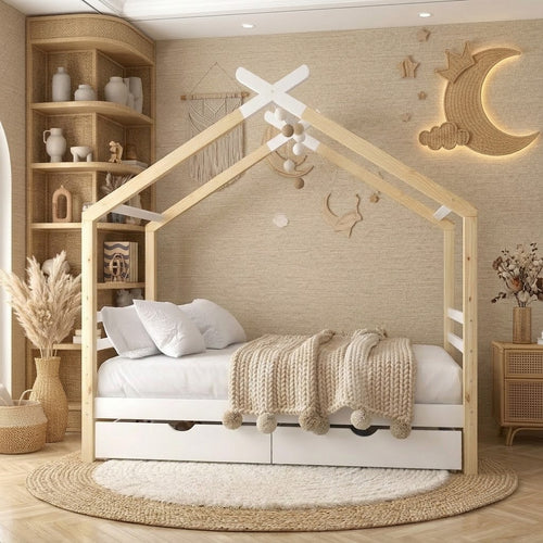 Lit Cabane avec rangement – Design Scandinave