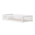 Lit Montessori Enfant en Bois Massif de Pin 90x200 cm avec Barrières de Protection – Blanc